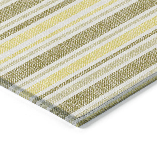 Homeroots 2' Blue Striped Washable Runner Rug - Perfect For Indoor And Outdoor Spaces, Stain-resistant Design Khaki Polyester 561190