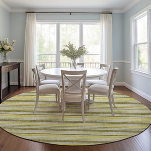 Homeroots 2' Blue Striped Washable Runner Rug - Perfect For Indoor And Outdoor Spaces, Stain-resistant Design Khaki Polyester 561190