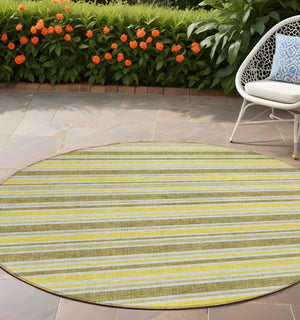 Homeroots 2' Blue Striped Washable Runner Rug - Perfect For Indoor And Outdoor Spaces, Stain-resistant Design Khaki Polyester 561190