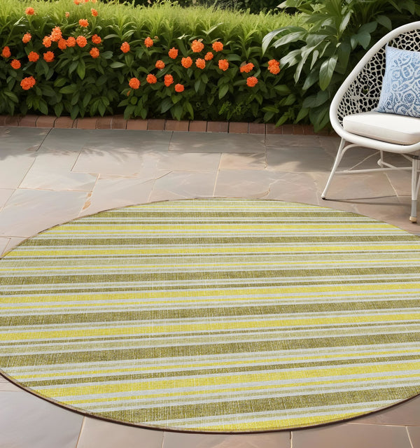Homeroots 2' Blue Striped Washable Runner Rug - Perfect For Indoor And Outdoor Spaces, Stain-resistant Design Khaki Polyester 561190