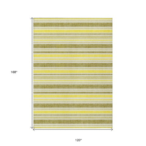 Homeroots 2' Blue Striped Washable Runner Rug - Perfect For Indoor And Outdoor Spaces, Stain-resistant Design Khaki Polyester 561193