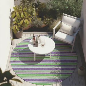 Homeroots 2' Blue Striped Washable Runner Rug - Perfect For Indoor And Outdoor Spaces, Stain-resistant Design Lime Polyester 561199
