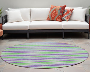 Homeroots 2' Blue Striped Washable Runner Rug - Perfect For Indoor And Outdoor Spaces, Stain-resistant Design Lime Polyester 561199