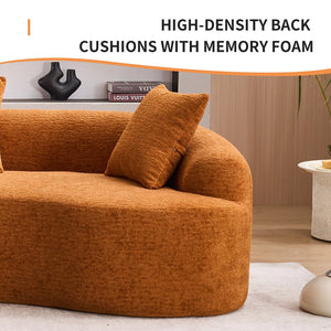 English Elm Compression Compression Sponge Sofa Curved Modular Sectional with 30D High-Density Chenille Sleeper for Cozy Apartment Living Room Comfort and Safe Rounded Design Orange W2231S00015