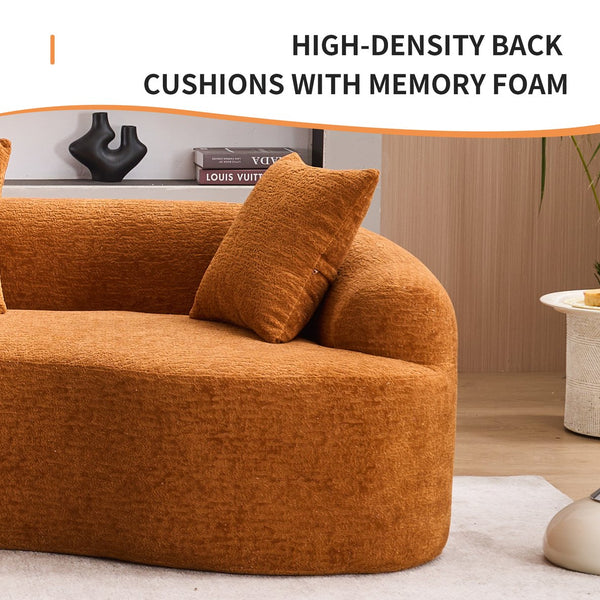 English Elm Compression Compression Sponge Sofa Curved Modular Sectional with 30D High-Density Chenille Sleeper for Cozy Apartment Living Room Comfort and Safe Rounded Design Orange W2231S00015