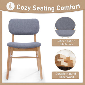 English Elm Christopher Knight Home® - Set Of 2 Mid-Century Upholstered Dining Chairs - Stylish Rubberwood Frame, Natural & Gray Finish N759P307029L