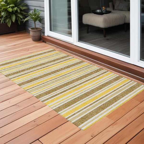 Homeroots 2' Blue Striped Washable Runner Rug - Perfect For Indoor And Outdoor Spaces, Stain-resistant Design Mocha Polyester 561206