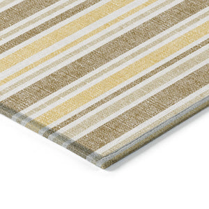 Homeroots 2' Blue Striped Washable Runner Rug - Perfect For Indoor And Outdoor Spaces, Stain-resistant Design Mocha Polyester 561206