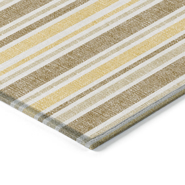 Homeroots 2' Blue Striped Washable Runner Rug - Perfect For Indoor And Outdoor Spaces, Stain-resistant Design Mocha Polyester 561208