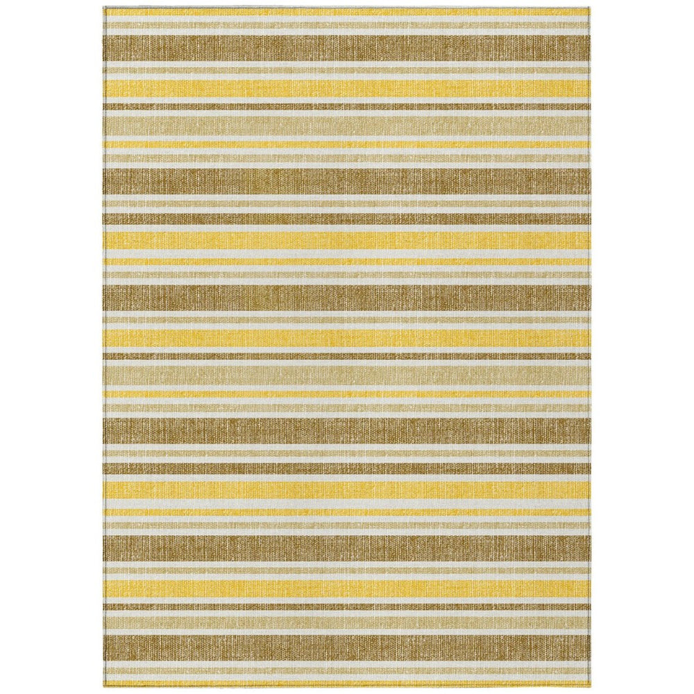 HomeRoots 9' Brown and Orange Striped Washable Area Rug - Stylish, Durable, Indoor/Outdoor Essential for Any Space 9' X 12' 561210