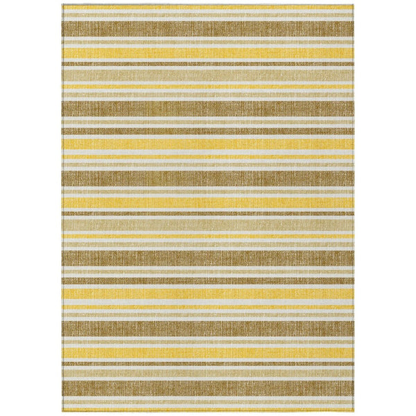 HomeRoots 9' Brown and Orange Striped Washable Area Rug - Stylish, Durable, Indoor/Outdoor Essential for Any Space 9' X 12' 561210