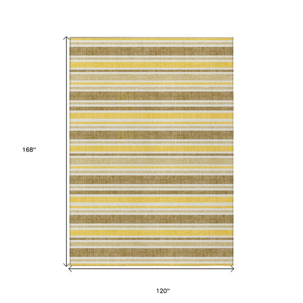 HomeRoots 10' Durable Washable Brown and Orange Striped Area Rug for Indoor and Outdoor Style & Comfort 10' X 14' 561211
