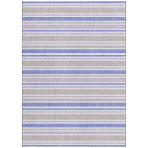 Homeroots 2' Blue Striped Washable Runner Rug - Perfect For Indoor And Outdoor Spaces, Stain-resistant Design Navy Polyester 561219