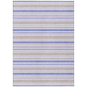 Homeroots 2' Blue Striped Washable Runner Rug - Perfect For Indoor And Outdoor Spaces, Stain-resistant Design Navy Polyester 561219