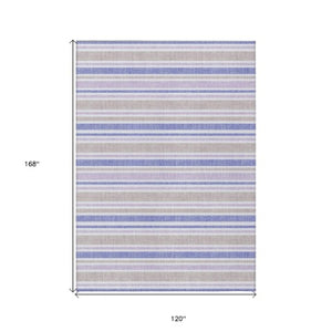 Homeroots 2' Blue Striped Washable Runner Rug - Perfect For Indoor And Outdoor Spaces, Stain-resistant Design Navy Polyester 561220