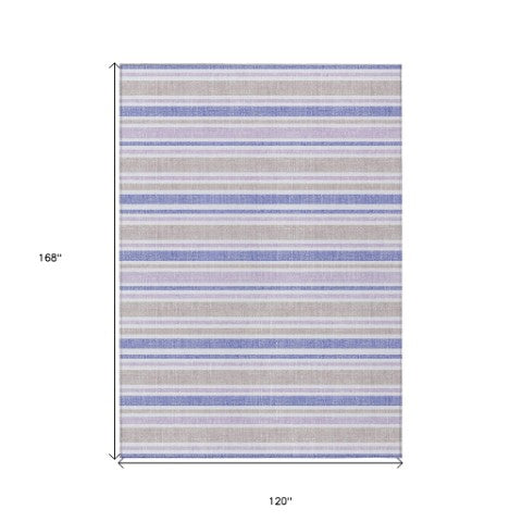 Homeroots 2' Blue Striped Washable Runner Rug - Perfect For Indoor And Outdoor Spaces, Stain-resistant Design Navy Polyester 561220