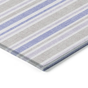 Homeroots 2' Blue Striped Washable Runner Rug - Perfect For Indoor And Outdoor Spaces, Stain-resistant Design Navy Polyester 561220