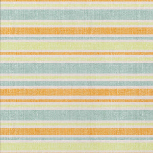 Homeroots 2' Blue Striped Washable Runner Rug - Perfect For Indoor And Outdoor Spaces, Stain-resistant Design Orange Polyester 561224