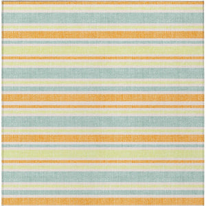 Homeroots 2' Blue Striped Washable Runner Rug - Perfect For Indoor And Outdoor Spaces, Stain-resistant Design Orange Polyester 561224