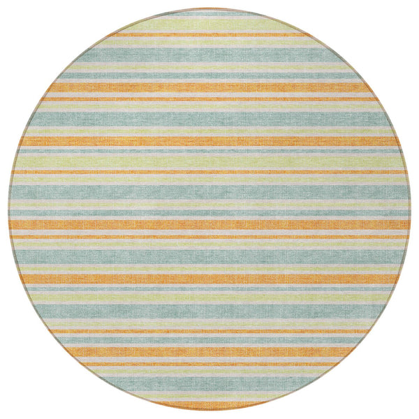 Homeroots 2' Blue Striped Washable Runner Rug - Perfect For Indoor And Outdoor Spaces, Stain-resistant Design Orange Polyester 561226