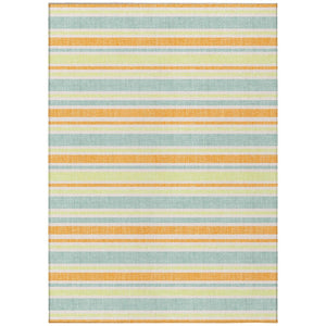 HomeRoots 5' X 8' Striped Washable Non-Skid Indoor Outdoor Area Rug for Easy Care & Timeless Style Orange 561227