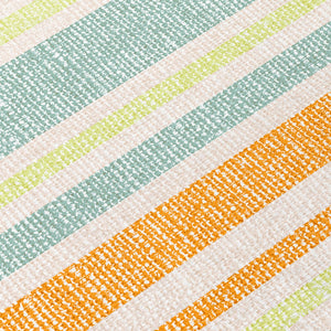 Homeroots 2' Blue Striped Washable Runner Rug - Perfect For Indoor And Outdoor Spaces, Stain-resistant Design Orange Polyester 561228