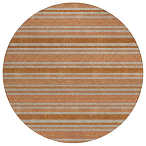 HomeRoots 5' X 8' Striped Washable Non-Skid Indoor Outdoor Area Rug for Easy Care & Timeless Style Paprika 561235
