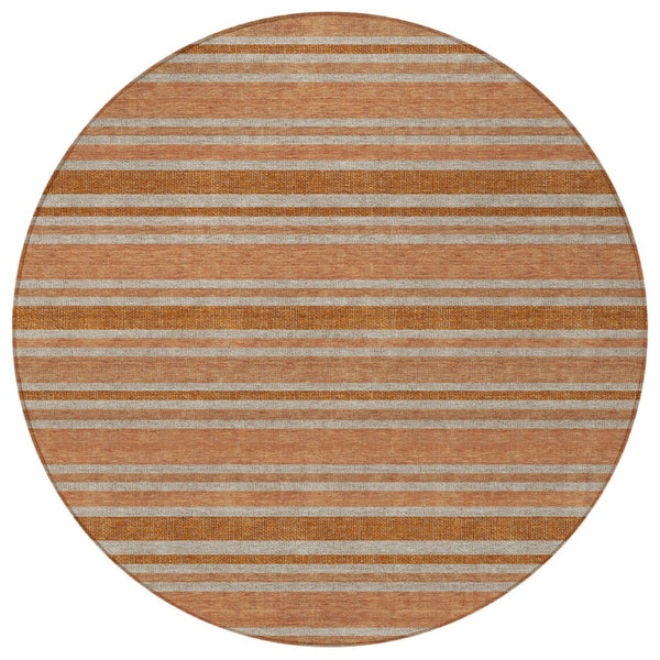 HomeRoots 5' X 8' Striped Washable Non-Skid Indoor Outdoor Area Rug for Easy Care & Timeless Style Paprika 561235