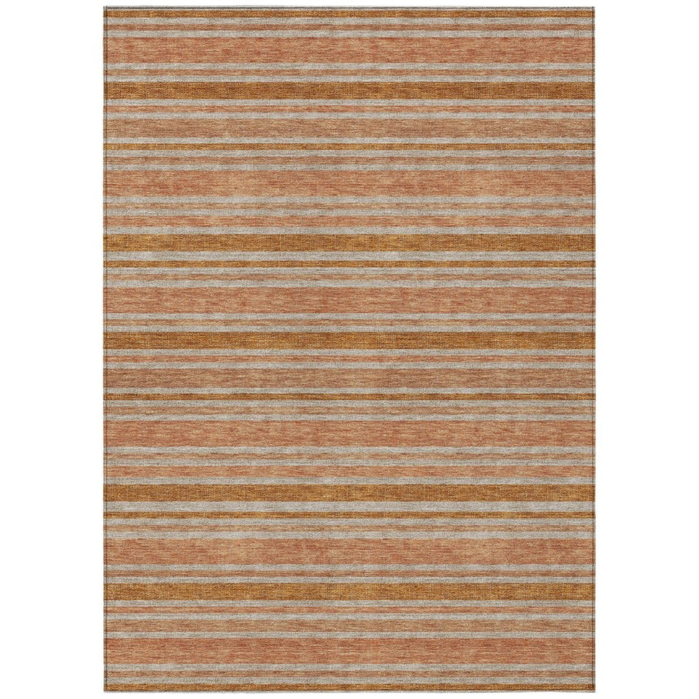 HomeRoots 5' X 8' Striped Washable Non-Skid Indoor Outdoor Area Rug for Easy Care & Timeless Style Paprika 561236