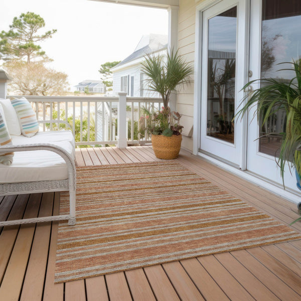 Homeroots 2' Blue Striped Washable Runner Rug - Perfect For Indoor And Outdoor Spaces, Stain-resistant Design Paprika Polyester 561237