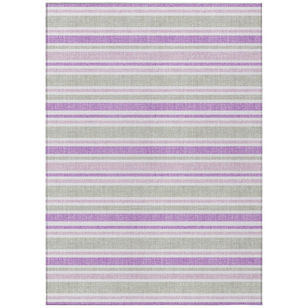 HomeRoots 5' X 8' Striped Washable Non-Skid Indoor Outdoor Area Rug for Easy Care & Timeless Style Pearl 561243