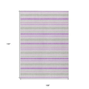 Homeroots 2' Blue Striped Washable Runner Rug - Perfect For Indoor And Outdoor Spaces, Stain-resistant Design Pearl Polyester 561246