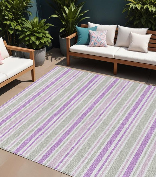 Homeroots 2' Blue Striped Washable Runner Rug - Perfect For Indoor And Outdoor Spaces, Stain-resistant Design Pearl Polyester 561246