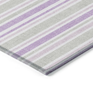 Homeroots 2' Blue Striped Washable Runner Rug - Perfect For Indoor And Outdoor Spaces, Stain-resistant Design Pearl Polyester 561246