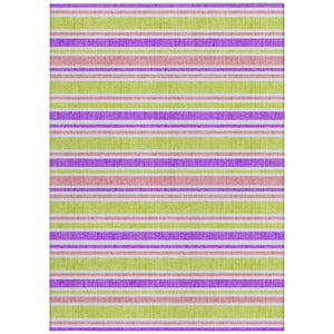 Homeroots 2' Blue Striped Washable Runner Rug - Perfect For Indoor And Outdoor Spaces, Stain-resistant Design Purple Polyester 561251