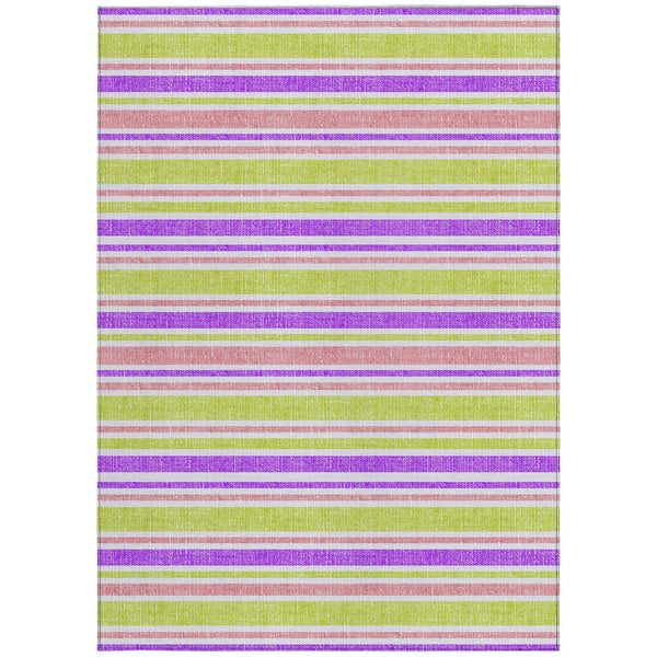 Homeroots 2' Blue Striped Washable Runner Rug - Perfect For Indoor And Outdoor Spaces, Stain-resistant Design Purple Polyester 561251