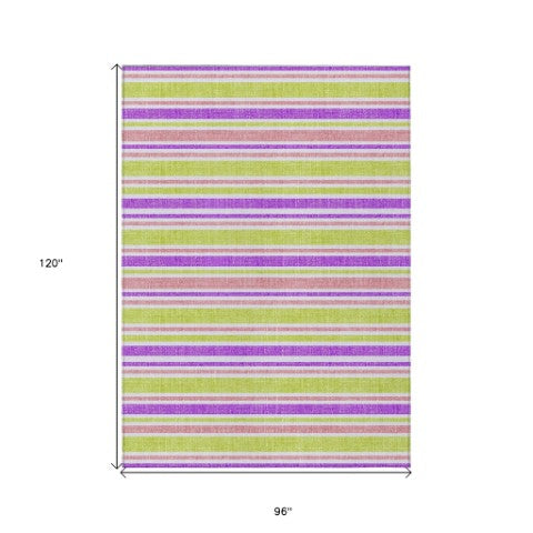 Homeroots 2' Blue Striped Washable Runner Rug - Perfect For Indoor And Outdoor Spaces, Stain-resistant Design Purple Polyester 561254