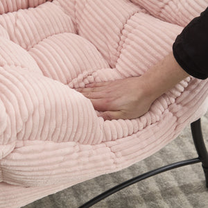 English Elm Lazy Chair Plush Ottoman Lounge Chair with Ergonomic Back, Side Pocket, Steel Frame Comfort Pink W640P271557