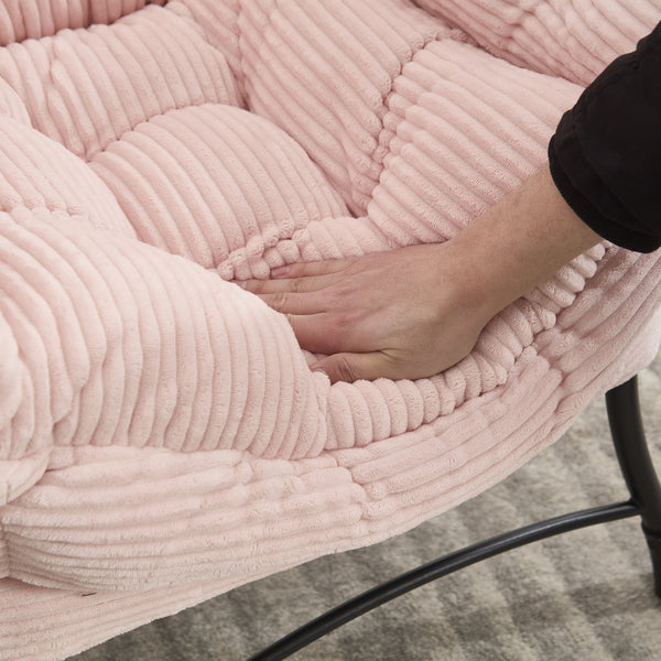 English Elm Lazy Chair Plush Ottoman Lounge Chair with Ergonomic Back, Side Pocket, Steel Frame Comfort Pink W640P271557
