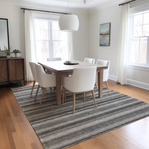 Homeroots 2' Blue Striped Washable Runner Rug - Perfect For Indoor And Outdoor Spaces, Stain-resistant Design Silver Polyester 561261