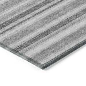 Homeroots 2' Blue Striped Washable Runner Rug - Perfect For Indoor And Outdoor Spaces, Stain-resistant Design Silver Polyester 561262