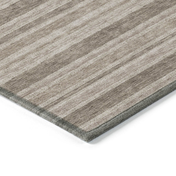 Homeroots 2' Blue Striped Washable Runner Rug - Perfect For Indoor And Outdoor Spaces, Stain-resistant Design Taupe Polyester 561269
