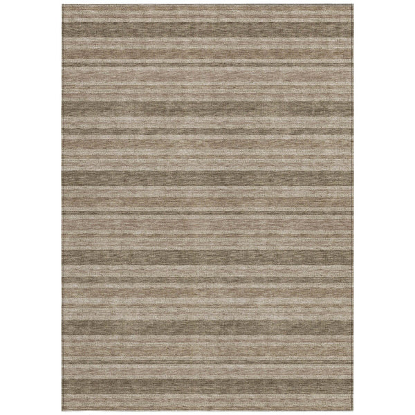 Homeroots 2' Blue Striped Washable Runner Rug - Perfect For Indoor And Outdoor Spaces, Stain-resistant Design Taupe Polyester 561269