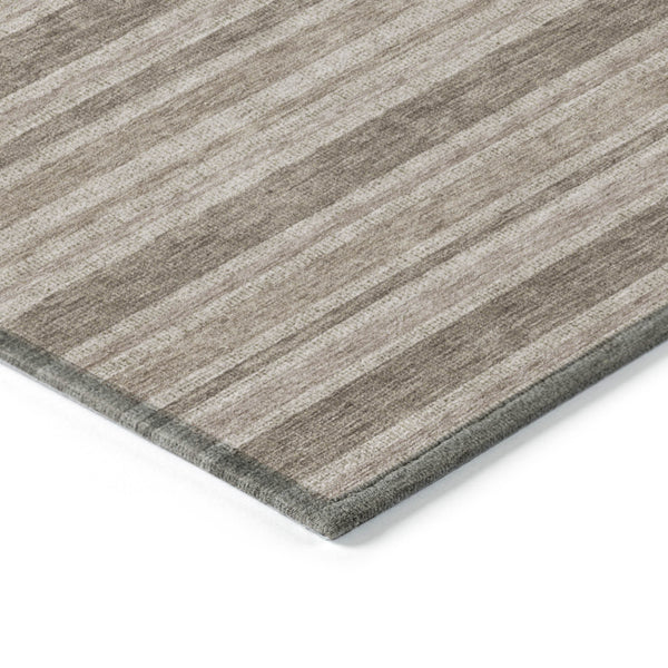 Homeroots 2' Blue Striped Washable Runner Rug - Perfect For Indoor And Outdoor Spaces, Stain-resistant Design Taupe Polyester 561272