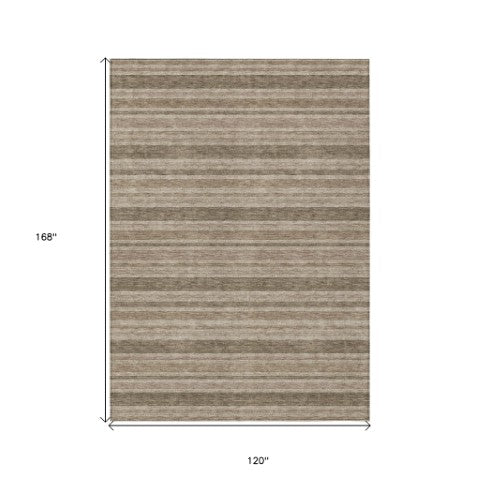 Homeroots 2' Blue Striped Washable Runner Rug - Perfect For Indoor And Outdoor Spaces, Stain-resistant Design Taupe Polyester 561274