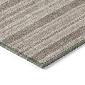 Homeroots 2' Blue Striped Washable Runner Rug - Perfect For Indoor And Outdoor Spaces, Stain-resistant Design Taupe Polyester 561274