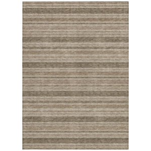 Homeroots 2' Blue Striped Washable Runner Rug - Perfect For Indoor And Outdoor Spaces, Stain-resistant Design Taupe Polyester 561274