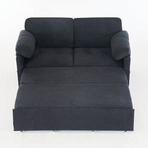 English Elm (old: W3163p269700) Convertible Chenille Sleeper Loveseat with Queen Pullout and Rolling Casters Black W3163S00100