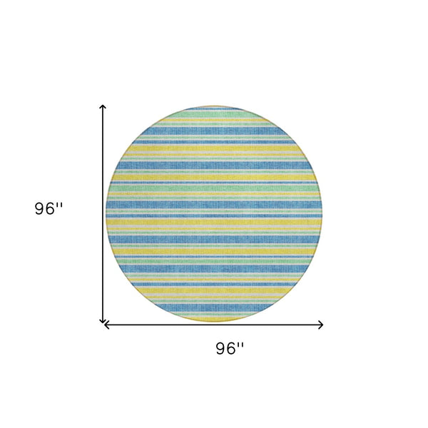 HomeRoots 5' X 8' Striped Washable Non-Skid Indoor Outdoor Area Rug for Easy Care & Timeless Style Yellow 561298