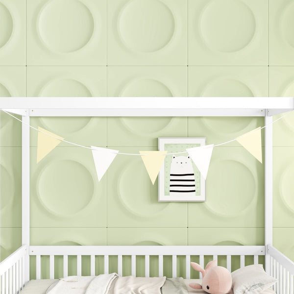 English Elm Twin Canopy Frame Floor Bed With Guardrails – Charming White Design For Cozy Kids' Rooms & Playtime W504P143278-GIGA